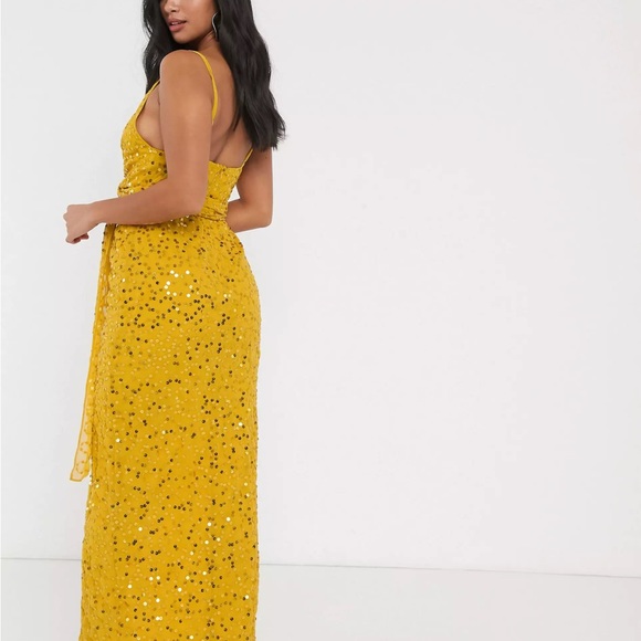 ASOS DESIGN Petite strappy scatter sequin embellished wrap maxi dress - Picture 2 of 6